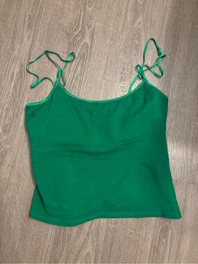 mandee Green Tie-String Cami Tank Top